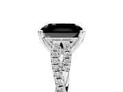 Solitaire Engagement Ring Setting for Fancy Black Radiant Cut Center with Twisted Pave Split Shank and Prong Head in Sterling Silver