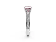 Solitaire Engagement Ring Setting for Fancy Pink Princess Cut Center with Pave Rail Split Shank and Prong Head in Platinum