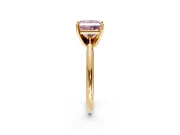 Solitaire Engagement Ring Setting for Fancy Pink Princess Cut Center with Knife Ridge Band and Claw Prong Head in Yellow Gold