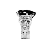 Solitaire Engagement Ring Setting for Fancy Black Pear-Shaped Center with Filigree Band and Prong Head in Platinum