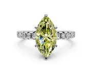 Solitaire Engagement Ring Setting for Fancy Yellow Marquise Center with Large Accents and Prong Head in White Gold