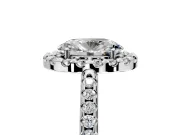 Pave Halo Engagement Ring Setting for Oval Center with Single Row Pave Band and Prong Head in Platinum