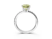 Solitaire Engagement Ring Setting for Fancy Yellow Princess Cut Center with Large Accents and Prong Head in White Gold