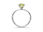 Solitaire Engagement Ring Setting for Fancy Yellow Cushion Cut Center with Straight Thin Band and Prong Head in Platinum