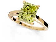 Solitaire Engagement Ring Setting for Fancy Yellow Radiant Cut Center with Tapered Shoulders and Prong Head in Yellow Gold