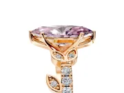 Leaf Motif Engagement Ring Setting for Fancy Pink Marquise Center with Pave Band and Prong Head in Rose Gold