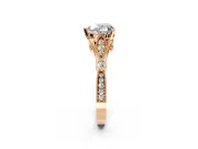 Solitaire Engagement Ring Setting for Heart-Shaped Center with Marquise and Bezel Accents and Prong Head in Rose Gold