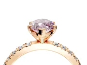 Solitaire Engagement Ring Setting for Fancy Pink Marquise Center with Fine Pave Band and Claw Prong Head in Rose Gold