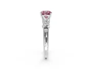 5 Stone Engagement Ring Setting for Fancy Pink Cushion Cut Center with Graduated Accents and Prong Head in Sterling Silver