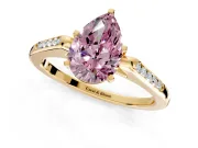 Solitaire Engagement Ring Setting for Fancy Pink Pear-Shaped Center with Channel Accents and Prong Head in Yellow Gold
