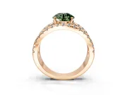 Solitaire Engagement Ring Setting for Fancy Green Round Cut Center with Wide-Open Split Shank and Prong Head in Rose Gold