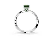 Side Accent Engagement Ring Setting for Fancy Green Emerald Cut Center with Accent Shoulders and Prong Head in White Gold