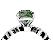 Solitaire Engagement Ring Setting for Fancy Green Cushion Cut Center with Milgrain Bezel Accents and Prong Head in White Gold