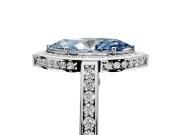 Halo Engagement Ring Setting for Fancy Blue Marquise Center with Framed Halo, Pave Band and Prong Head in Sterling Silver