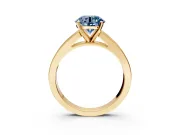 Solitaire Engagement Ring Setting for Fancy Blue Round Cut Center with Princess Cut Channel Band and Prong Head in Yellow Gold
