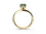 Solitaire Engagement Ring Setting for Fancy Green Cushion Cut Center with Fine Pave Band and Prong Head in Yellow Gold