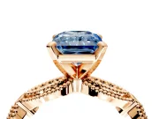 Solitaire Engagement Ring Setting for Fancy Blue Radiant Cut Center with Marquise Panel Band and Prong Head in Rose Gold