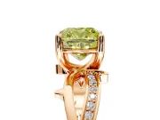 Solitaire Engagement Ring Setting for Fancy Yellow Cushion Cut Center with Pave and Plain Crossover Band and Prong Head in Rose Gold
