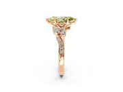 Solitaire Engagement Ring Setting for Fancy Yellow Marquise Center with Marquise Accent Twist Band and Prong Head in Rose Gold