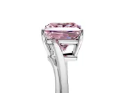 Solitaire Engagement Ring Setting for Fancy Pink Princess Cut Center with Plain Bypass Twist Band and Prong Head in Platinum