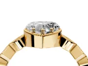 Milgrain Bezel Engagement Ring Setting for Heart-Shaped Center with Marquise Stations and Bezel Head in Yellow Gold