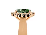 Halo Engagement Ring Setting for Fancy Green Oval Center with Square Band and Prong Head in Rose Gold