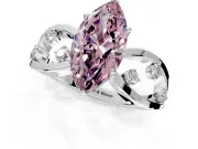 Solitaire Engagement Ring Setting for Fancy Pink Marquise Center with Criss-Cross Accent Band and Prong Head in White Gold