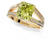 Split Shank Engagement Ring Setting for Fancy Yellow Radiant Cut Center with Pave Split Shank and Prong Head in Yellow Gold