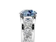 Solitaire Engagement Ring Setting for Fancy Blue Round Cut Center with Graduated Shared Prongs and Prong Head in Platinum