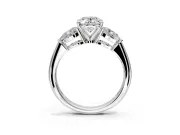3 Stone Engagement Ring Setting for Oval Center with Large Pear-Shaped Accents and Prong Head in Platinum