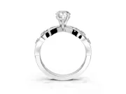 Solitaire Engagement Ring Setting for Pear-Shaped Center with Criss-Cross Accent Band and Prong Head in Platinum