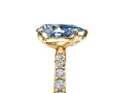 Solitaire Engagement Ring Setting for Fancy Blue Pear-Shaped Center with Pave Accents and Prong Head in Yellow Gold