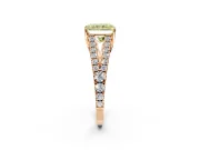Solitaire Engagement Ring Setting for Fancy Yellow Radiant Cut Center with Pave Split Shank and Prong Head in Rose Gold