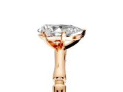 Solitaire Engagement Ring Setting for Pear-Shaped Center with Bamboo Band and Prong Head in Rose Gold