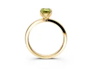 Solitaire Engagement Ring Setting for Fancy Yellow Emerald Cut Center with Thin Rounded Plain Band and Prong Head in Yellow Gold