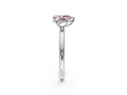 Hidden Halo Engagement Ring Setting for Fancy Pink Pear-Shaped Center with Thin Rounded Band and Prong Head in Platinum