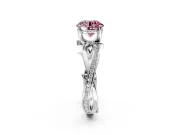 Solitaire Engagement Ring Setting for Fancy Pink Round Cut Center with Pave and Plain Crossover Band and Prong Head in Sterling Silver