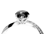 Side Accent Engagement Ring Setting for Fancy Black Marquise Center with Accent Shoulders and Prong Head in Sterling Silver