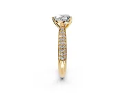 Solitaire Engagement Ring Setting for Heart-Shaped Center with Multi-Row Accents and Prong Head in Yellow Gold