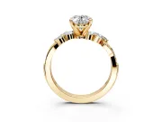 Solitaire Engagement Ring Setting for Oval Center with Marquise Accent Twist Band and Prong Head in Yellow Gold