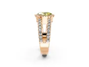 Halo Engagement Ring Setting for Fancy Yellow Oval Center with Wide-Open Pave Split Shank and Prong Head in Rose Gold
