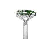 Solitaire Engagement Ring Setting for Fancy Green Pear-Shaped Center with Plain Band, Open Basket and Prong Head in Sterling Silver
