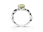 Solitaire Engagement Ring Setting for Fancy Yellow Asscher Cut Center with Twisted Pave Band and Prong Head in Platinum