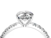 Solitaire Engagement Ring Setting for Oval Center with Large Accent Band and Prong Head in Platinum