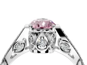 Cathedral Engagement Ring Setting for Fancy Pink Pear-Shaped Center with Antique-Style Pave Band and Prong Head in Platinum