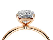 Solitaire Engagement Ring Setting for Radiant Cut Center with Straight Thin Band and Prong Head in Rose Gold