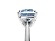 Solitaire Engagement Ring Setting for Fancy Blue Princess Cut Center with Knife Ridge Band and Claw Prong Head in White Gold
