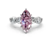 5 Stone Engagement Ring Setting for Fancy Pink Marquise Center with Graduated Accents and Prong Head in Platinum