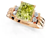 Solitaire Engagement Ring Setting for Fancy Yellow Radiant Cut Center with Grooved Bar Accent Band and Prong Head in Rose Gold