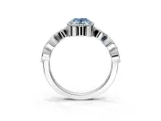 Vintage Station Engagement Ring Setting for Fancy Blue Oval Center with Accents and Prong Head in Sterling Silver